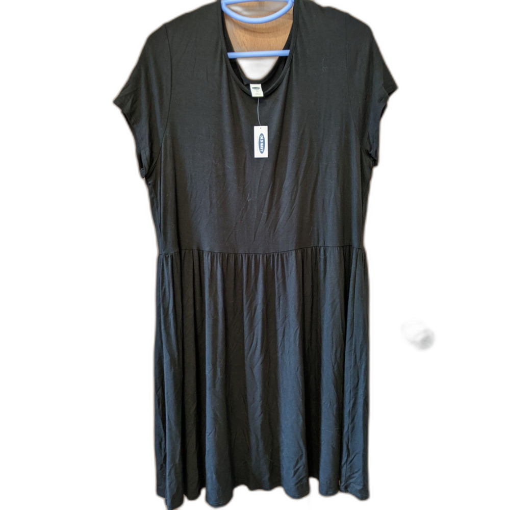 Old Navy Black T-Shirt Dress Knee Length Knit Sz XL Cottagecore Layering NWT